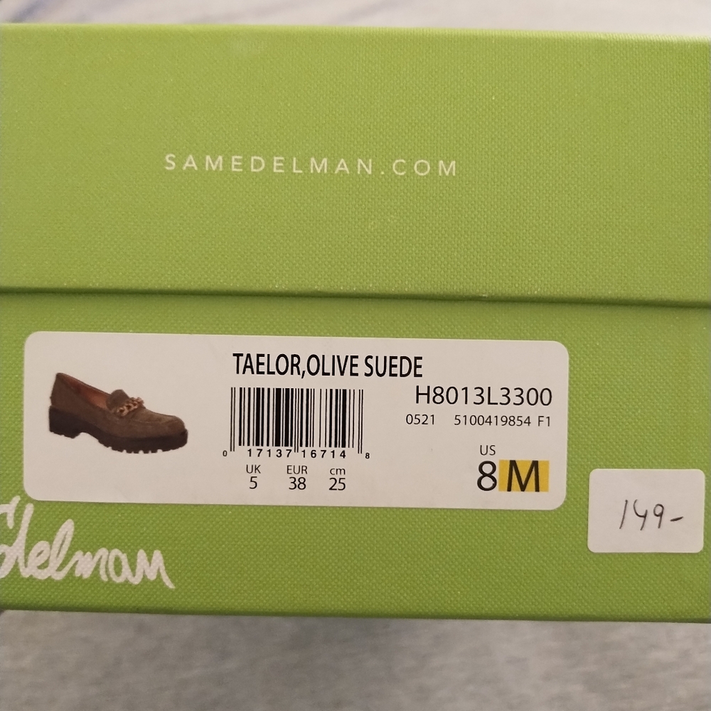 Sam Edelman Women's Taelor Chain Link Olive Suede Lug Sole Loafers Size 8M - Picture 4 of 16